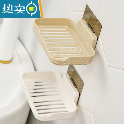 敬平香皂盒免打孔壁挂式粘贴卫生间置物架家用盒子肥皂盒皂盒墙上沥水 2个装(白色+咖色)