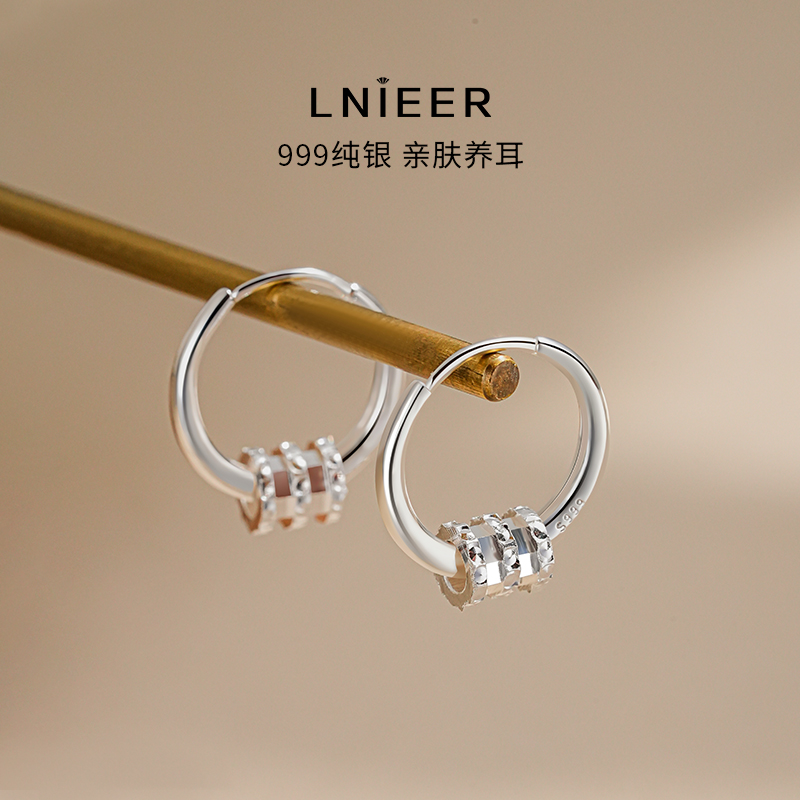 999纯银小蛮腰耳环女耳圈轻奢高级感耳钉耳扣男2025新款耳饰送女朋友老婆情人节七夕生日礼物