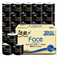 洁柔(C&S) 卷纸 黑Face加厚4层140g卫生纸巾*30卷 母婴可用冲厕易降解
