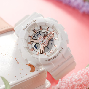 Casio官方旗舰店卡西欧手表女BABY-G石英表女非机械表潮流运动户外限量简约女士防水防震日韩insBA-110RG