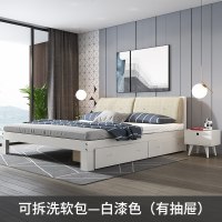实木床现代简约双人床1.8米主卧1.5米软包单人床1.2m经济型北欧床