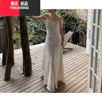 YIBUSHENG大码微胖mm法式高级感蝴蝶吊带连衣裙女装春气质显瘦收腰长裙子