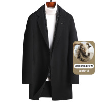秋冬新款潮流围巾款双面呢羊毛大衣男士中长款风衣大衣男羊绒外套