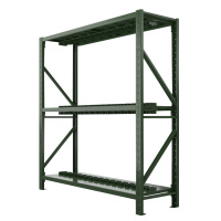 东升顺消防铁锹镐农具摆放架安保装备器材存放架绿色货架双层盾牌重型-主架
