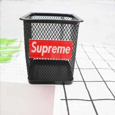 新款时尚sup创意学生笔类收纳办公用品笔筒多功能摆件三维工匠红色笔筒+sup黑色字