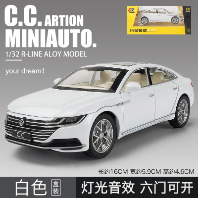 仿真1/32轿跑车CC合金车模儿童玩具车男孩回力车金属汽车模型白色款盒装-