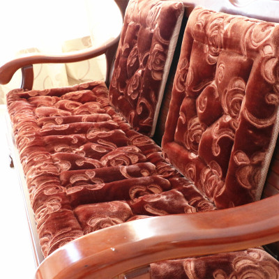 红加厚毛绒单人沙垫子三人实木沙座垫红木长椅垫坐垫可拆洗定制