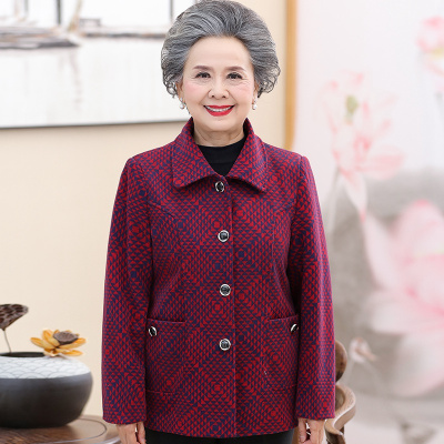 奶奶装春装毛呢外套60岁老年人春秋女士衣服妈妈薄款上衣太太开衫