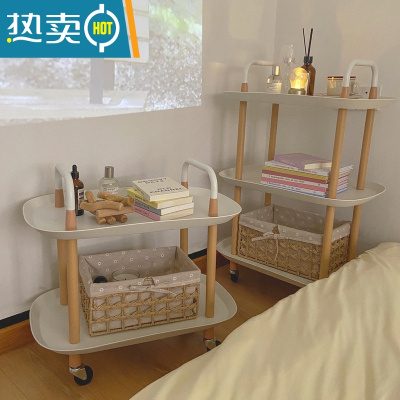 敬平ins风简约移动推车收纳置物架宿舍出租房床头置物整理车塑料+金属
