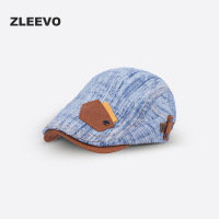 新款四季小众牛仔口袋鸭舌前进帽水洗个性逛街遮阳贝雷帽报童帽子