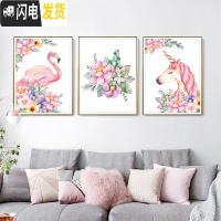 三维工匠十字绣2019新款绣卧室玄关线绣客厅三联画清新小幅 [火烈鸟]棉线三股绣85×60CM-线量多30-[送工具包