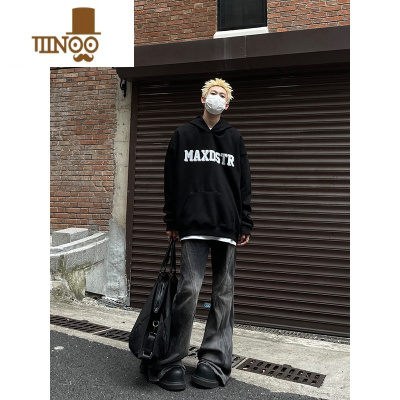 YANXUMaxDstr 美式复古背后字母M印花连帽卫衣男情侣ins外套潮