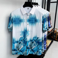 夏季新款男士印花衬衫商务休闲免烫翻领通勤百搭轻薄透气舒适