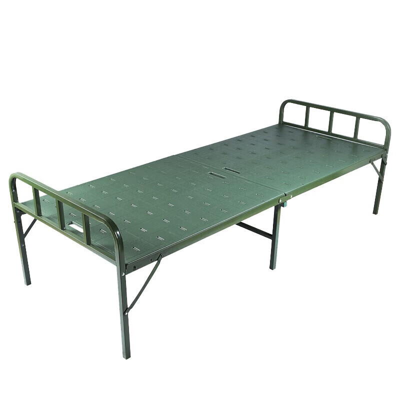 金经金属 塑钢折叠床便携式单人床单层行军床野外训练床钢制床军绿色