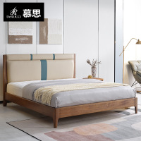 慕思床现代简约新中式实木床主卧双人大床金丝檀木进口 BCW1-081