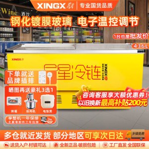 星星(XINGX)SD-436BPG 富贵黄 320升大容量平底岛柜商用冰柜冷藏冷冻单温卧式展示柜 超市便利店雪糕饮料