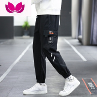 七斓黑色裤子男生休闲裤宽松束脚哈伦卫裤夏季机能工装运动长裤