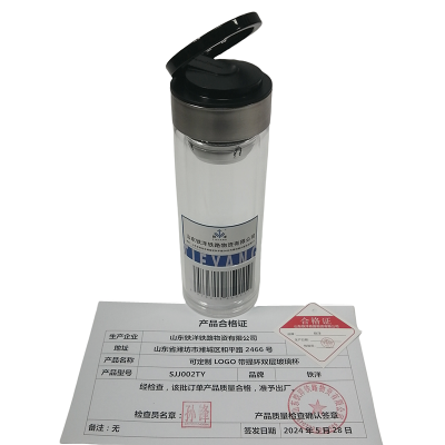 铁洋 可定制LOGO带提环双层玻璃杯 SJJ002TY