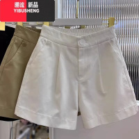 YIBUSHENG卡其色休闲西装短裤女季新款梨形身材宽松显瘦大码高腰阔腿热裤