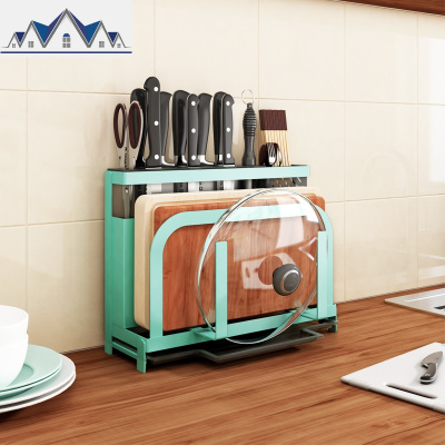 厨房用品菜刀插刀架台面多功能置物架刀座砧板切菜板架锅盖收纳架 三维工匠