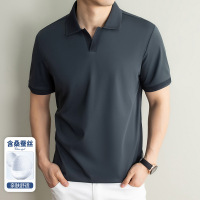 春夏新款男士纯色翻领休闲简约时尚青年透气舒适轻薄短袖T恤