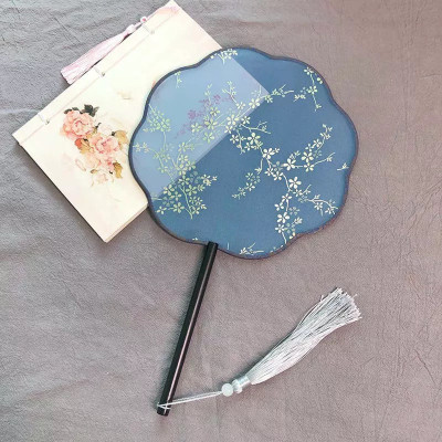 透明秀禾服新娘DIY贴花手工宫扇COS摄影复古风圆烫金芒种舞蹈团扇三维工匠榉木纯红面