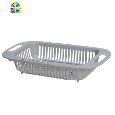 可伸缩洗菜盆厨房水淘菜餐具子塑料多功能水果收纳筐 FENGHOU 米色洗菜篮洗菜篮