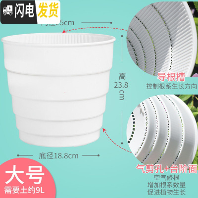 三维工匠美莳塑料控根花盆加厚树脂透气阳台种花绿萝月季君子兰大号专用盆 大号内径25cm白盆 中等花盆容器