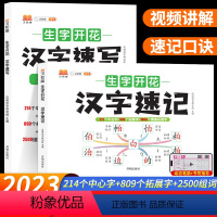 [2本]汉字速记+速写 小学通用 [正版]小学生生字开花汉字速记识字书思维导图速记汉字升级版幼儿启蒙认字卡片趣味拼图轻松