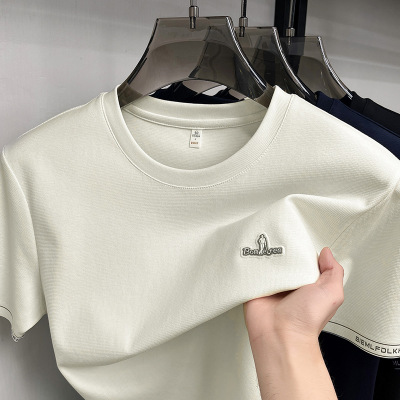 双面240克长绒棉圆领短袖男T恤2026夏季新款时尚潮牌休闲男士T恤