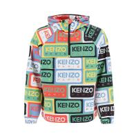 高田贤三(Kenzo)运动风Kenzo标签印花防风保暖半拉链连帽卫衣外套