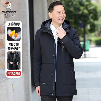 啄木鸟棉衣男士加绒加厚外套秋冬季父亲装棉服爸爸装棉袄保暖冬装