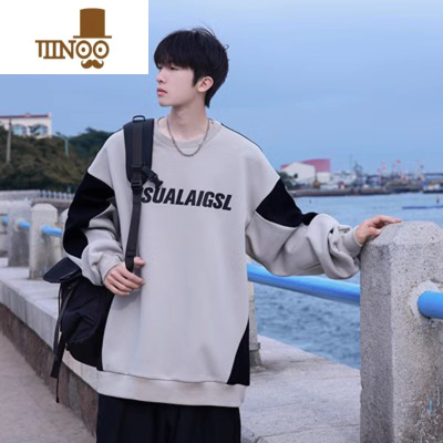 YANXU感卫衣男外套潮牌2023新款痞帅上衣早秋潮美式高街拼接