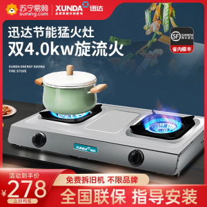 迅达2-TS8106猛火燃气灶双灶家用不锈钢灶节能旋流灶台台式(液化气)