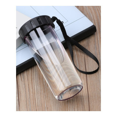 家柏饰(CORATED)水杯塑料杯子男女运动水瓶创意便携带盖手提绳子简约学生防漏定制