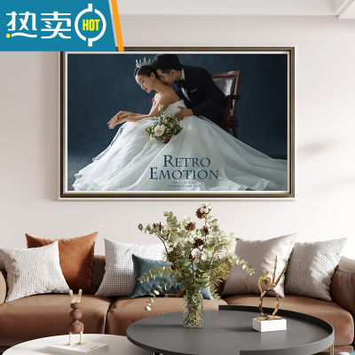 敬平定制婚纱照相框放大挂墙洗照片加全家福相片打印主结婚照挂画制作 亚麻灰 40寸(70*100cm 横竖通用)