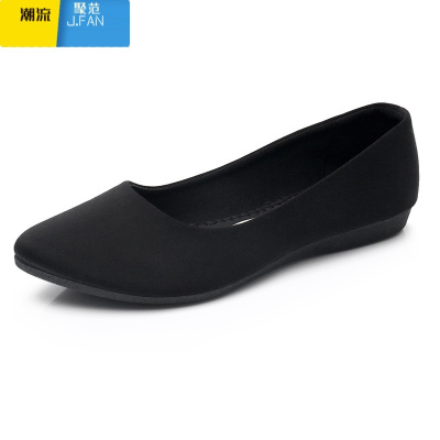 聚范老北京布鞋女单鞋平底上班鞋牛筋底软底一脚蹬工作鞋职业黑色布鞋
