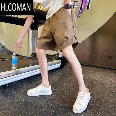 HLCOMAN裤子男休闲短裤夏季2025新款潮牌美式直筒宽松大码透气速干五分裤