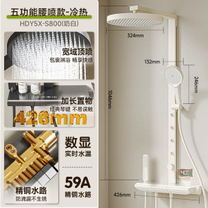 惠达(HUIDA)增压家用大顶喷淋浴花洒套装精铜卫浴室喷头淋浴器S800