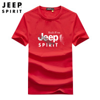 JEEP/吉普男装夏季新款棉质短袖T恤圆领男印花大码休闲宽松