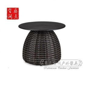 森美人中式户外藤编阳台小茶几样板房定制家具北欧简约边几圆台藤椅软装