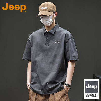 JEEP吉普美式潮牌纯棉短袖t恤男Polo衫2025新款夏季宽松半袖上衣