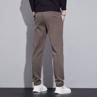轻商务韩版男休闲裤秋冬新款潮牌百搭纯色高档高级感小直筒裤男式