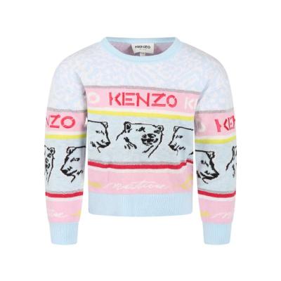 高田贤三(Kenzo)女孩运动卫衣套头衫女童徽标长袖毛衣老虎动物提