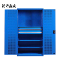 汉诺鑫威工具柜加厚铁皮储物柜工厂车间用带抽屉汽修多功能收纳柜通门内二抽柜蓝色