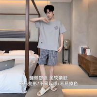 猫人男士睡衣夏季纯棉新款学生可外穿短袖夏天大码家居服套装