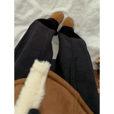 加绒裤子女冬加厚新款今年流行小个子灯芯绒阔腿冬裤_302_264