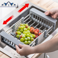 水置物架厨房沥水架晾碗架水池放碗滤干不锈钢伸缩收纳架洗菜篮 三维工匠