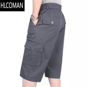 HLCOMAN新款七分裤男多口袋拉链短裤休闲工装裤薄款宽松大码吸汗透气