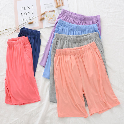 SUNTEK睡裤女夏季薄款莫代尔短裤纯色宽松大码宽松家居裤五分中裤可外穿睡裤/家居裤